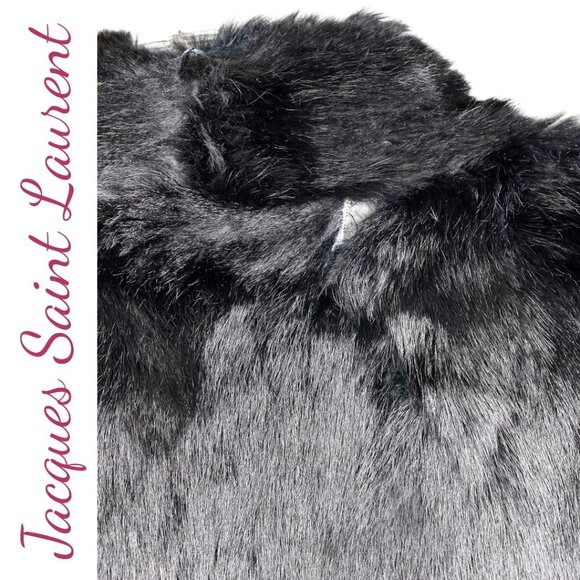 JACQUES SAINT LAURENT VINTAGE 80’S REVERSIBLE BLACK FAUX FUR JACKET, SIZE SMALL - Picture 4 of 12